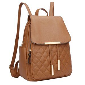 1687 Quilted Trendy Leather Backpack Purse and Shoulder Travel Daypacks